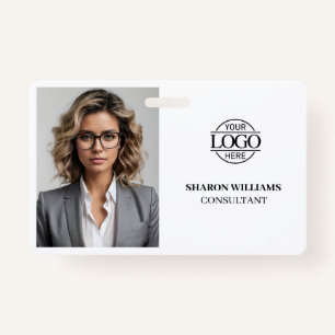Modern Simple Black & White Company Employee Photo ID Badge