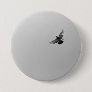 Modern simple black white flying bird pigeon photo 7.5 cm round badge