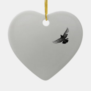 Modern simple black white flying bird pigeon photo ceramic tree decoration