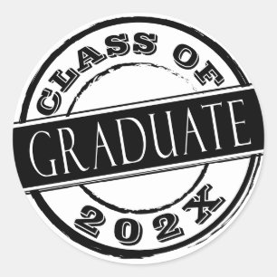 Modern Simple Black & White Graduate Classic Round Sticker