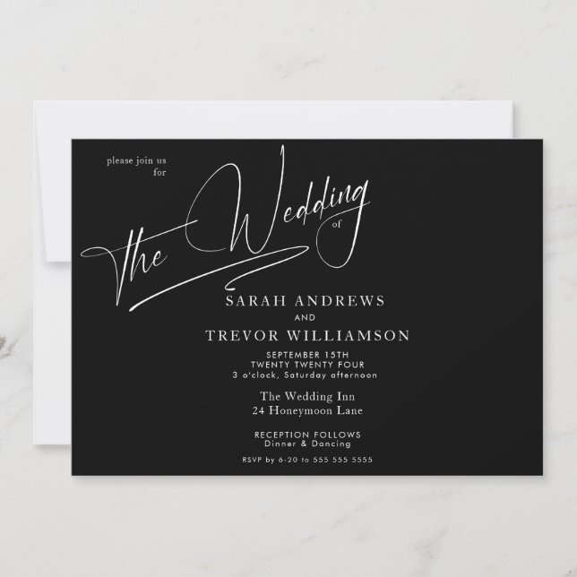 Modern Simple Black & White Invitation (Front)