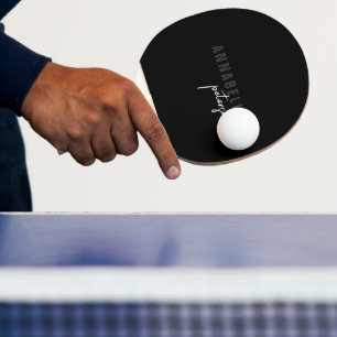 Modern Simple Black & White Minimal Script Ping Pong Paddle