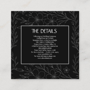 Modern simple black & white minimalist floral vine enclosure card