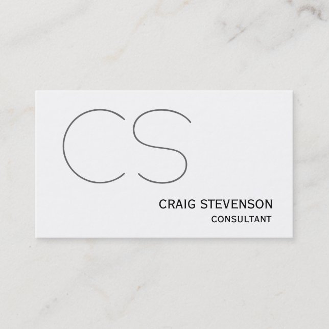 Modern Simple Black White Monogram Business Card (Front)
