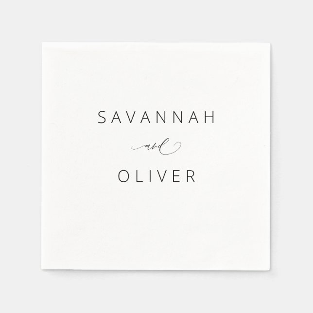 Modern Simple Black & White Napkin (Front)