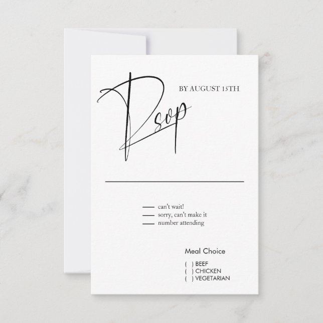 Modern Simple Black & White RSVP Card (Front)