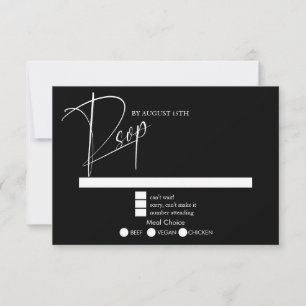 Modern Simple Black & White RSVP Card