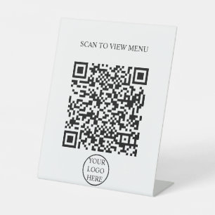 Modern Simple black & white Scan QR Code Menu Pedestal Sign