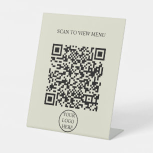 Modern Simple black & white Scan QR Code Menu Pedestal Sign
