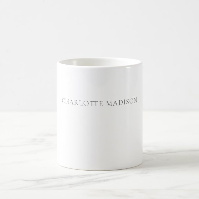 Modern Simple Black White Trendy Minimalist Name Coffee Mug (Center)