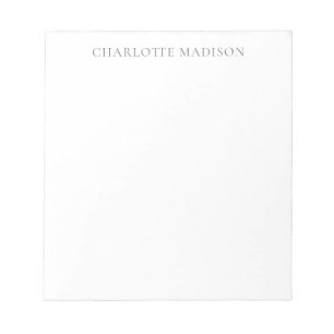 Modern Simple Black White Trendy Minimalist Name Notepad