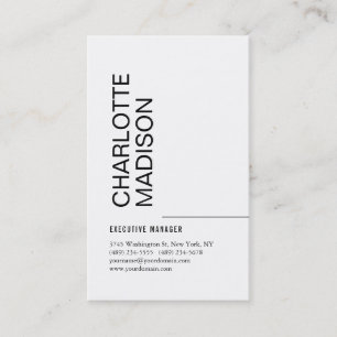 Modern Simple Black White Trendy Minimalist Plain Business Card