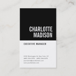 Modern Simple Black White Trendy Minimalist Plain  Business Card