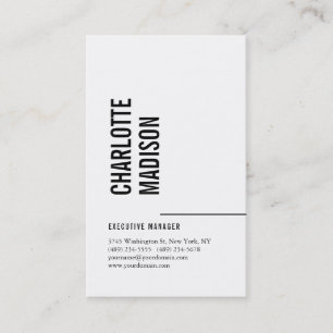 Modern Simple Black White Trendy Minimalist Plain Business Card