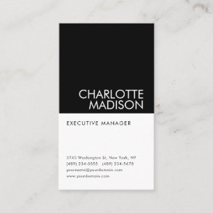 Modern Simple Black White Trendy Minimalist Plain Business Card