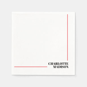 Modern Simple Black White Trendy Minimalist Plain  Napkin