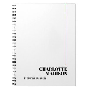 Modern Simple Black White Trendy Minimalist Plain  Notebook