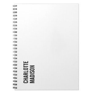Modern Simple Black White Trendy Minimalist Plain  Notebook