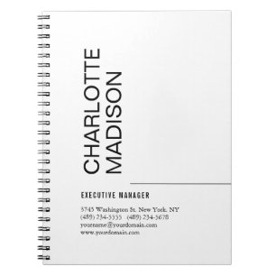 Modern Simple Black White Trendy Minimalist Plain  Notebook