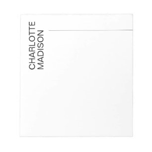 Modern Simple Black White Trendy Minimalist Plain  Notepad