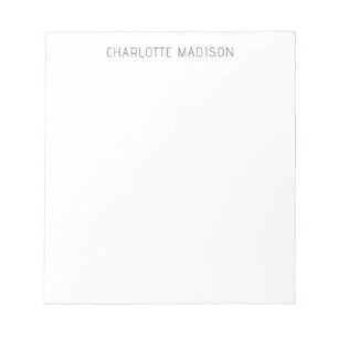 Modern Simple Black White Trendy Minimalist Plain  Notepad