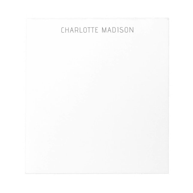 Modern Simple Black White Trendy Minimalist Plain  Notepad (Front)