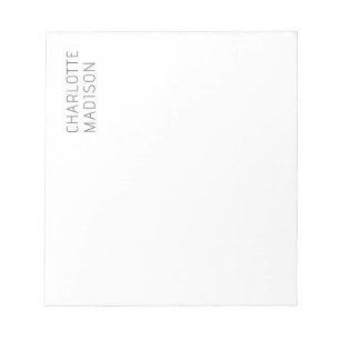 Modern Simple Black White Trendy Minimalist Plain  Notepad