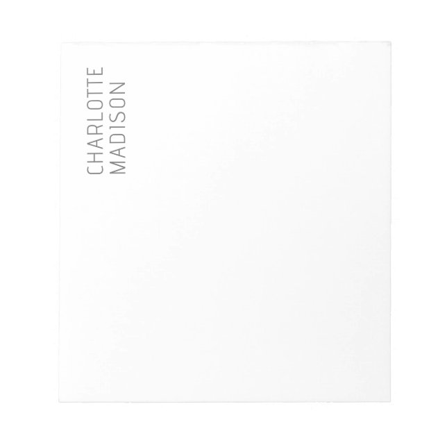 Modern Simple Black White Trendy Minimalist Plain  Notepad (Front)