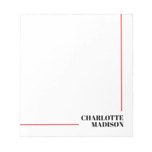Modern Simple Black White Trendy Minimalist Plain  Notepad