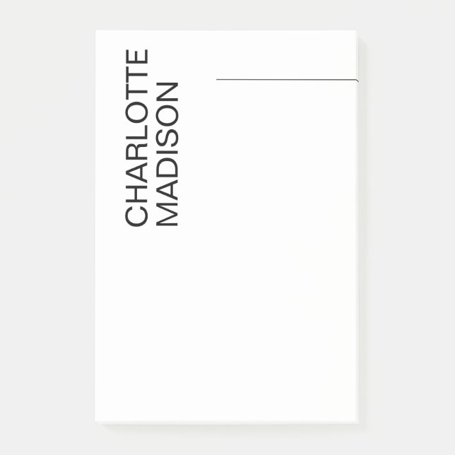 Modern Simple Black White Trendy Minimalist Plain  Post-it Notes (Front)