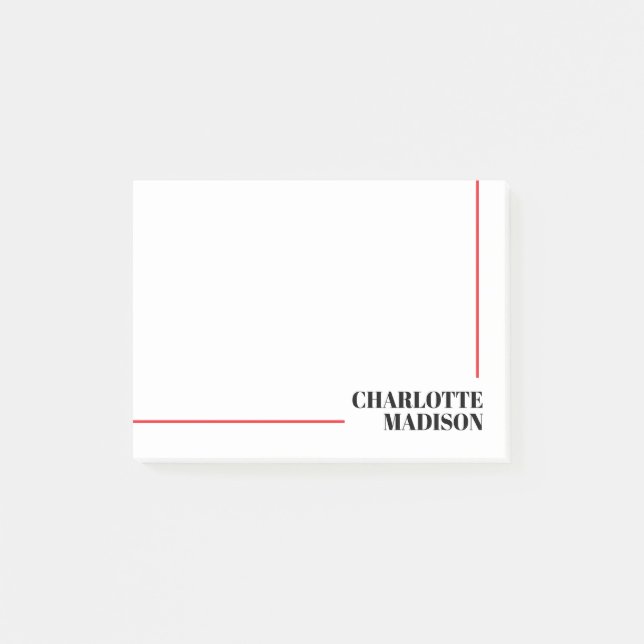 Modern Simple Black White Trendy Minimalist Plain  Post-it Notes (Front)