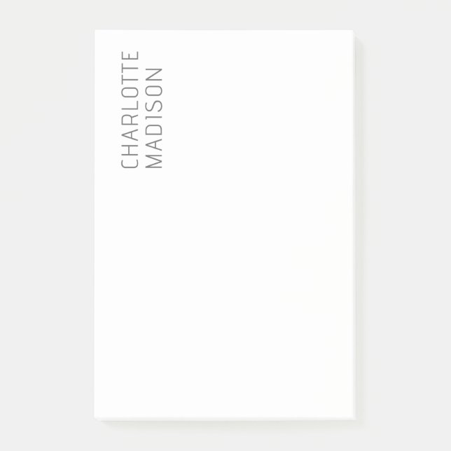 Modern Simple Black White Trendy Minimalist Plain  Post-it Notes (Front)