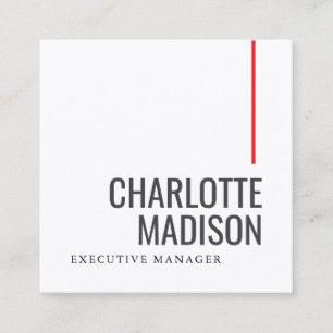 Modern Simple Black White Trendy Minimalist Plain  Square Business Card