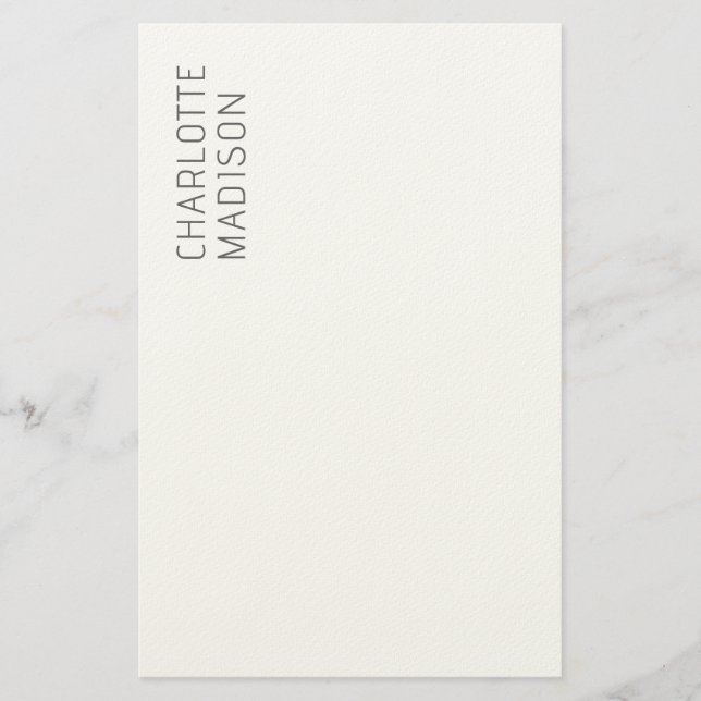 Modern Simple Black White Trendy Minimalist Plain  Stationery (Front)