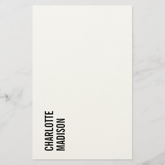 Modern Simple Black White Trendy Minimalist Plain  Stationery (Front)