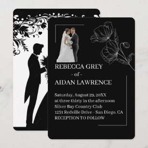 Modern Simple Black White Wedding Overlay 2026  Invitation