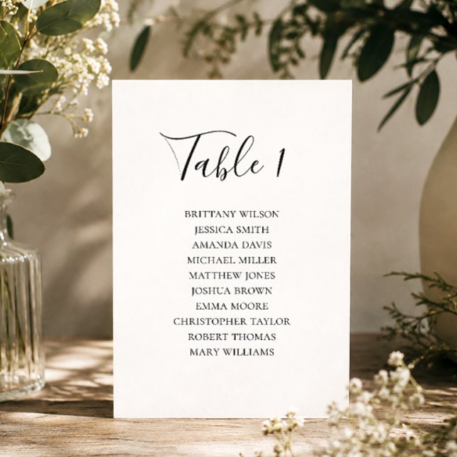 Modern Simple Black & White Wedding Seating Chart Invitation (Creator Uploaded)