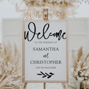 Modern Simple Black & White Welcome Wedding  Poster