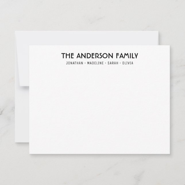 Modern Simple Block Family Couple Name Card (Front)