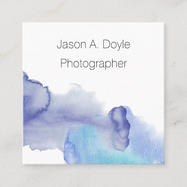 Modern Simple Blue and White Professional  Square Business Card (Front)