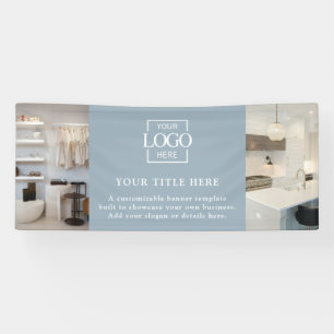 Modern Simple Blue Custom Business Logo & Photo Banner
