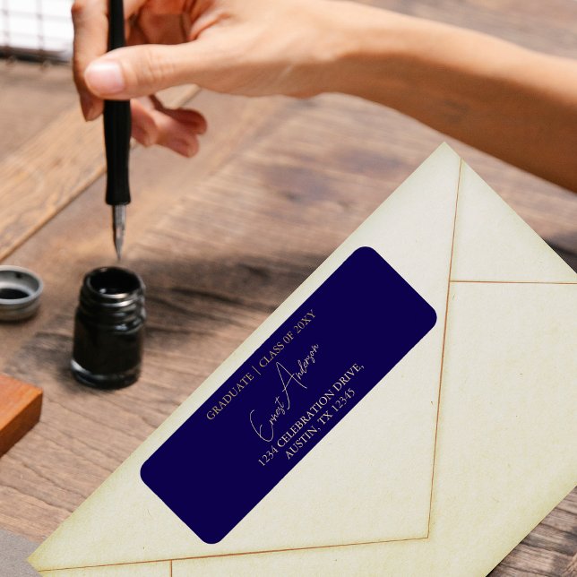 Modern Simple Blue Graduation Return Address Label (Creator Uploaded)