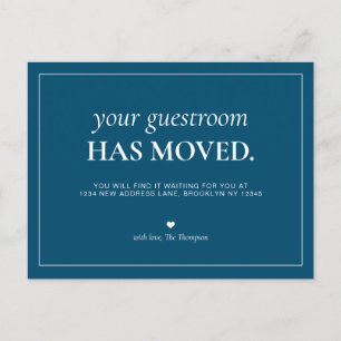 Modern Simple Blue Guest Room We've Moved Moving Announcement Postcard