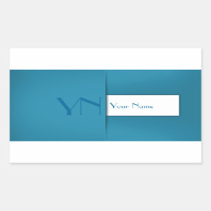 Modern Simple Blue Monogram Name Rectangular Sticker