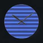 Modern Simple blue Navy Two Tone Stripe name Round Clock<br><div class="desc">Modern Simple blue Navy Two Tone Stripe name</div>