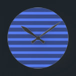 Modern Simple blue Navy Two Tone Stripe name Round Clock<br><div class="desc">Modern Simple blue Navy Two Tone Stripe name</div>