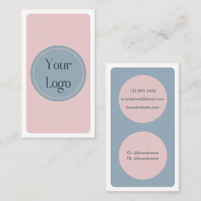 Modern Simple Blue Pink Pastel Minimalist Business Card (Front/Back)