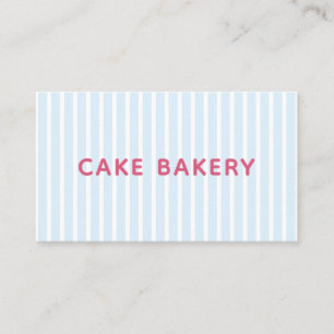 Modern Simple Blue Stripes Bakery Business Card