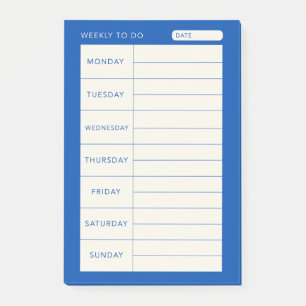 Modern simple blue weekly  post-it notes