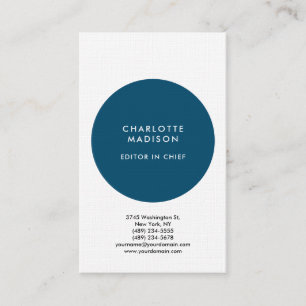 Modern Simple Blue White Minimalist Plain Business Card